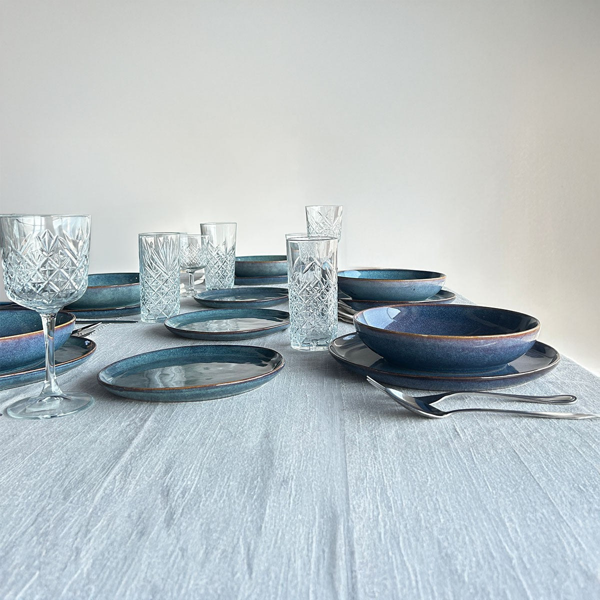 Set Vajilla 18 Piezas Cerámica Azul