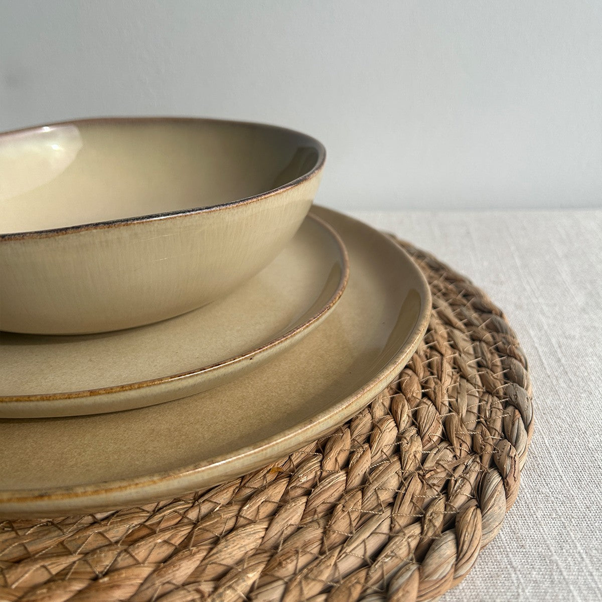 Set Vajilla 18 Piezas Ceramica Beige
