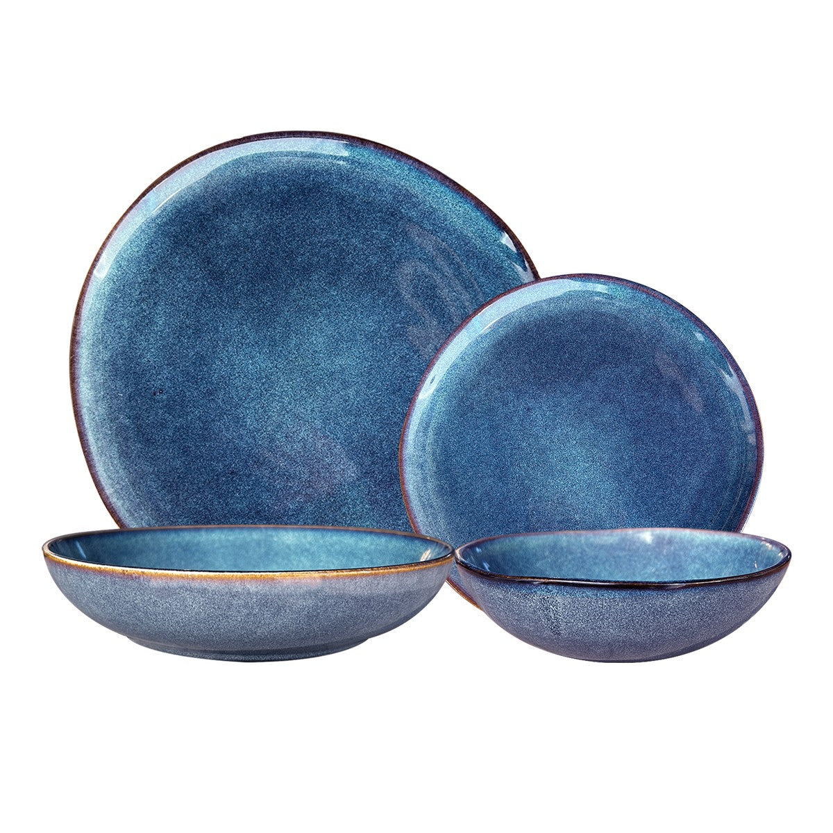 Set Vajilla 24 Piezas Cerámica Azul Línea Efes